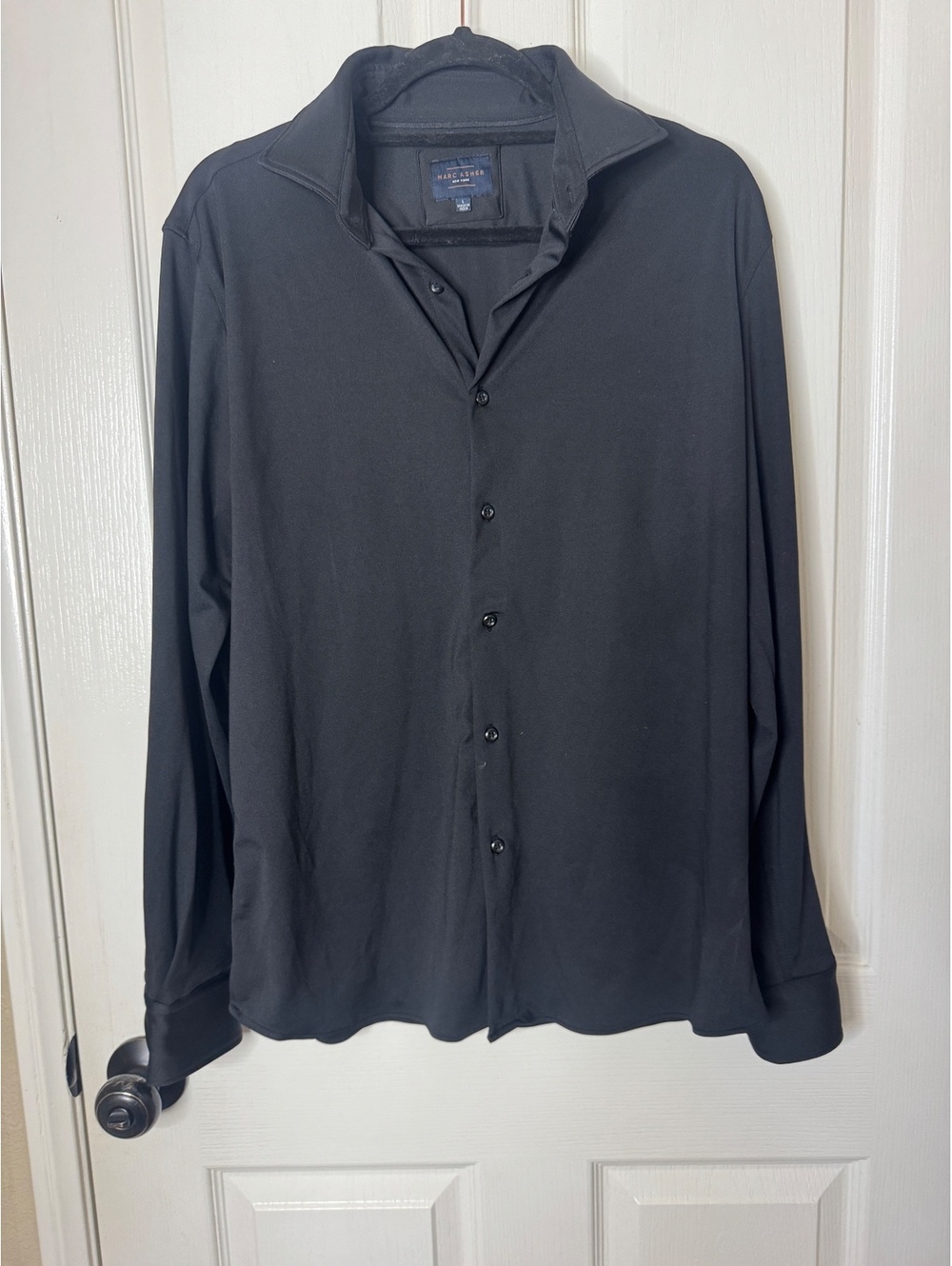 Marc Asher New York Men’s Black Shirt Size Large L Stretch Long Sleeve